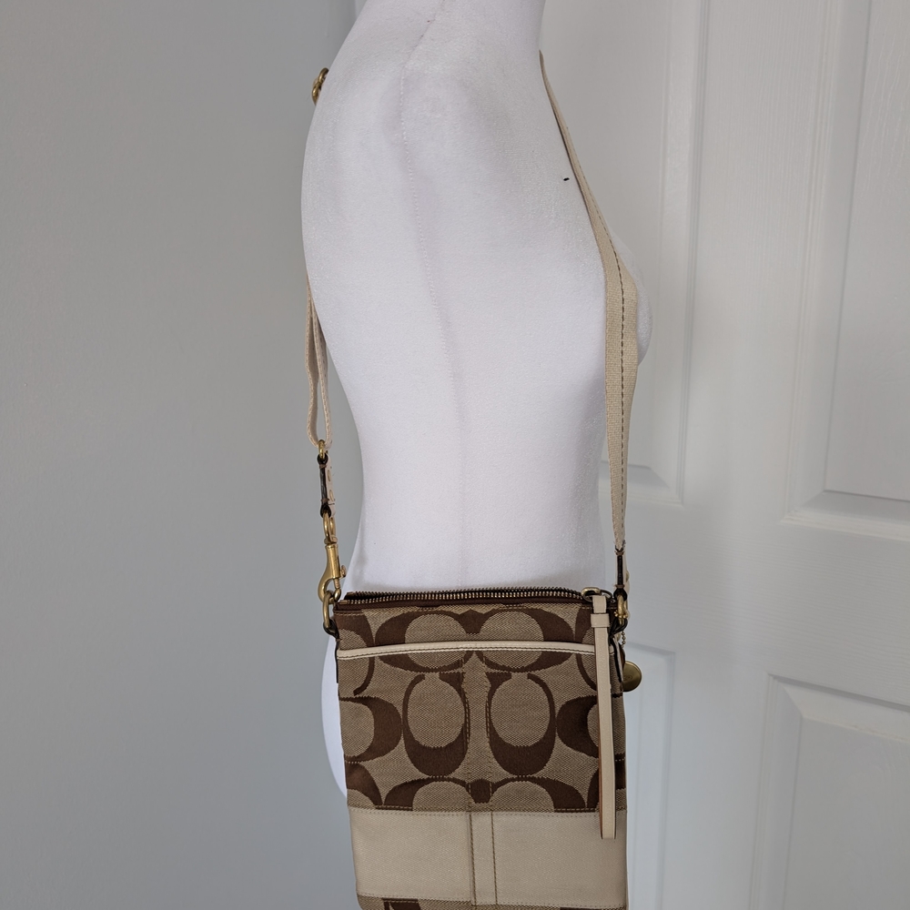 Vintage Coach Y2K Signature C Canvas Crossbody Bag Brown Cream (10129)